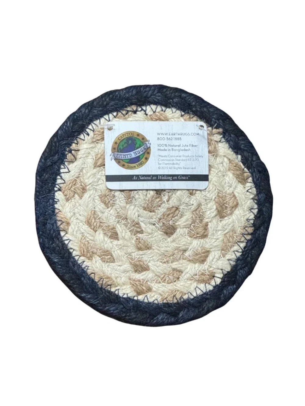 Earth Rugs You, Me and the Sea Braided Jute Coaster 5